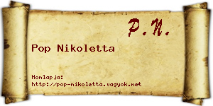 Pop Nikoletta névjegykártya